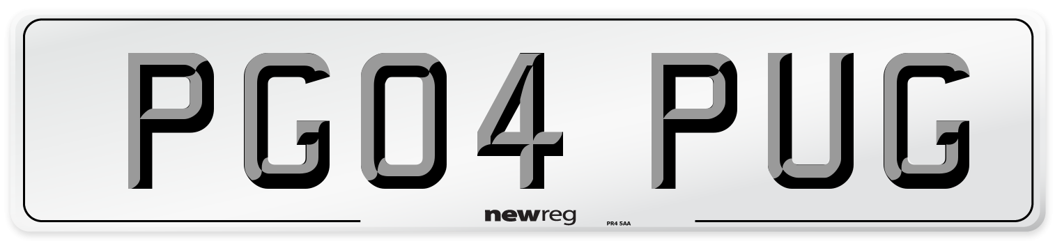 PG04 PUG Number Plate from New Reg